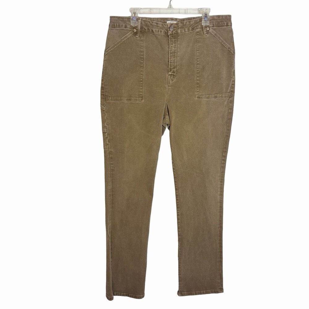 Good American Good Boy Carpenter Cargo Jeans Brown Womens 16 utility Pockets